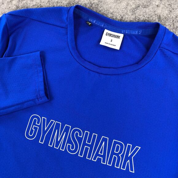 Gymshark Pullover Shirt Mens Blue Small Fitted Long Sleeve Crew Neck Breathable - Picture 5 of 12